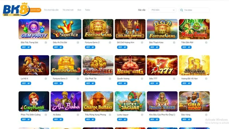 Điểm danh các tựa game Nổ Hũ BK8 phổ biến nhất